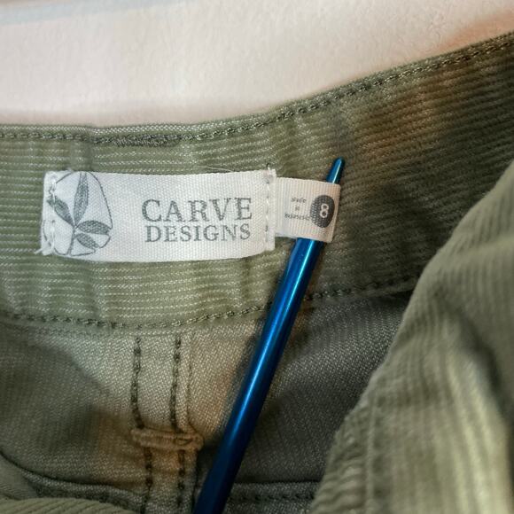 Carve Designs Oahu Stretch Corduroy Cut Off  Frayed Shorts Olive Green womens 8 - Picture 10 of 11